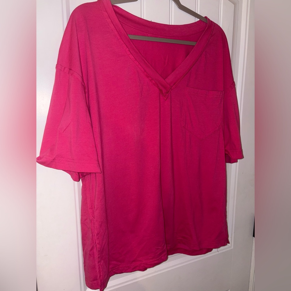 Women's Pink V-Neck Top